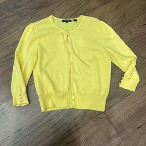 JEANNE PIERRE Yellow Cardigan Sweater